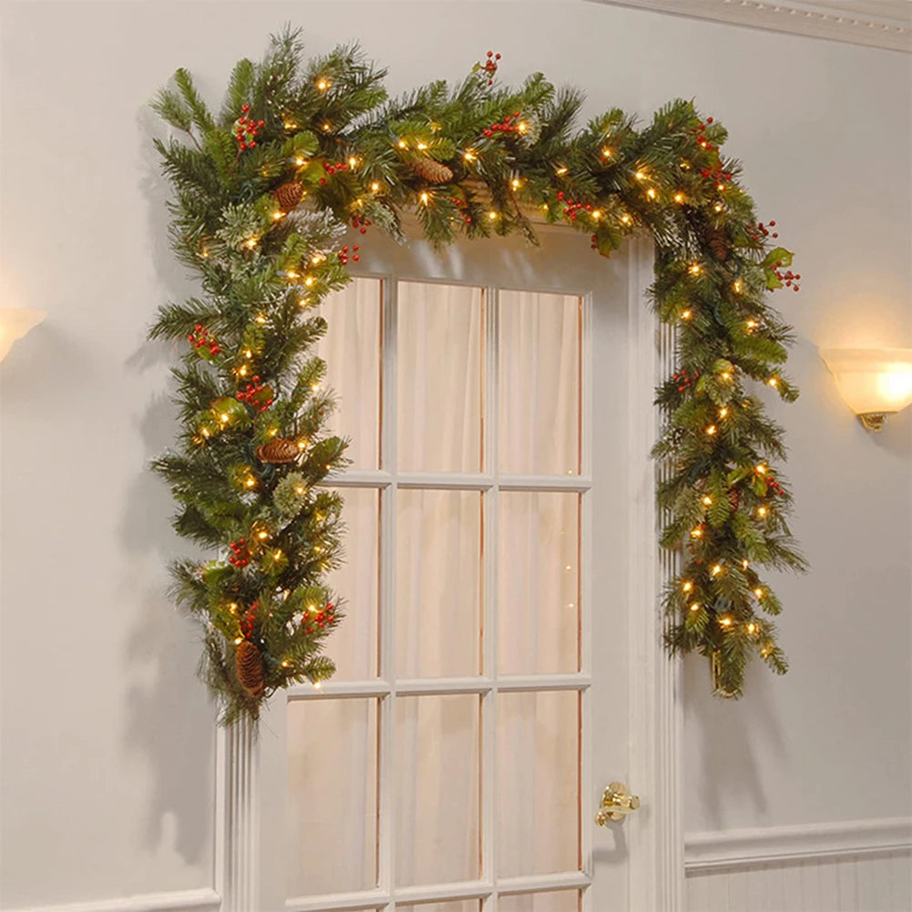 1.8/2.7M Christmas Decoration Rattan Christmas Garland Red Berrys Branches Stylish DIY Wreath Party Decoration Home Wall Door