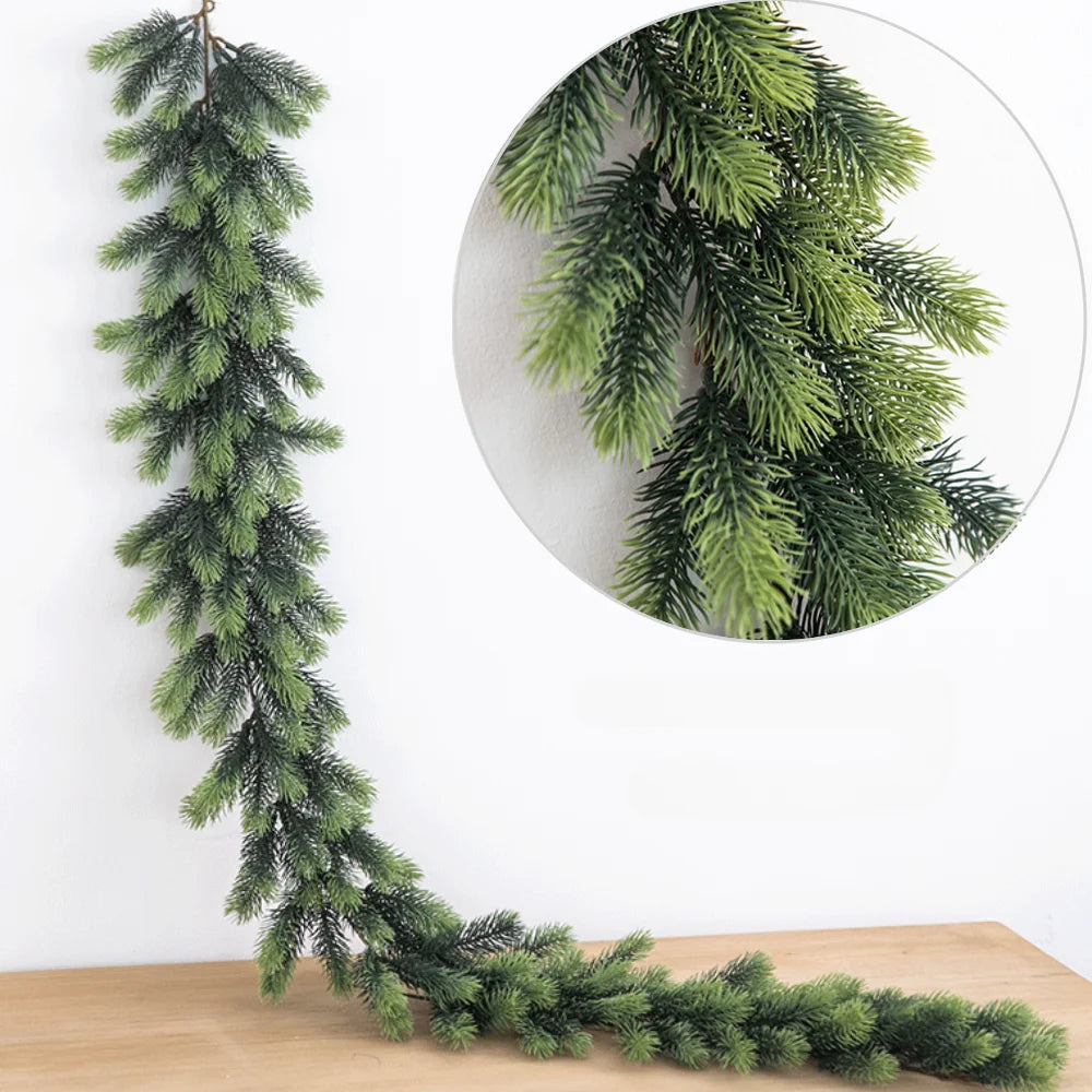 6.23Ft Christmas Garland Artificial Pine Garland for Outdoor or Indoor Home Garden Green Fireplaces Holiday Party Decorations